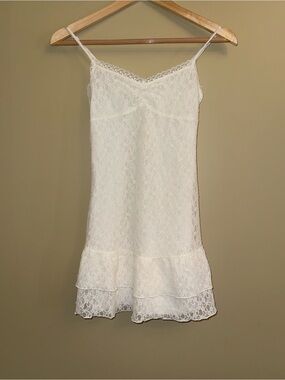Aeropostale NWT White Lace Flory Tiered Mini Dress XS Croquet Beachy Feminine